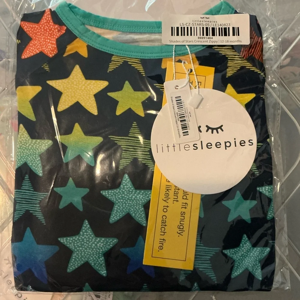 Little Sleepies Shades of Stars Crescent Zippy 12-18 Months Bamboo Romper‎ NWT